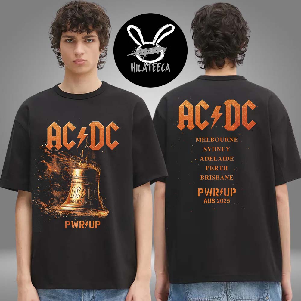 AC DC Merch Hells Bells Lightning PWR UP Tour Two Sided Unisex T-Shirt AC DC Merch Hells Bells Lightning PWR UP Tour Two Sided Unisex T-Shirt