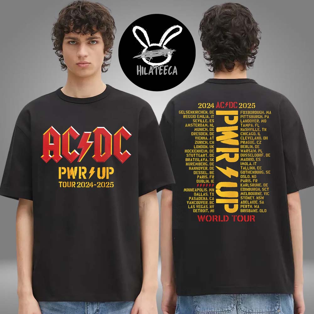 AC DC Merch PWR UP World Tour Two Sided Unisex T-Shirt AC DC Merch PWR UP World Tour Two Sided Unisex T-Shirt