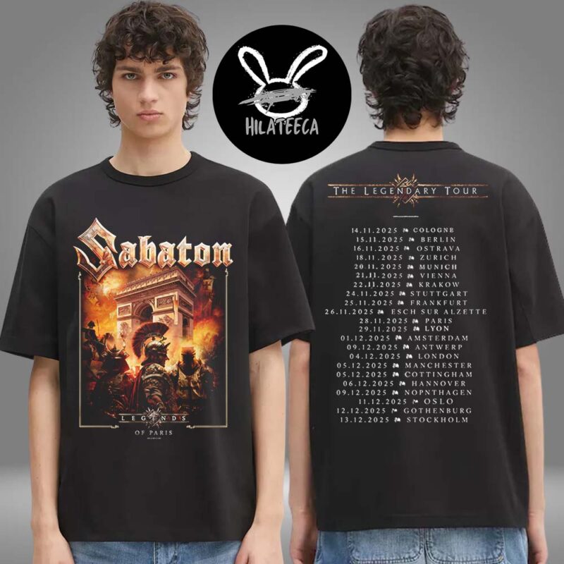 Sabaton Merch Pop Up Store Paris On November 28 2025 The Legendary Tour Schedule Exclusive T Shirt